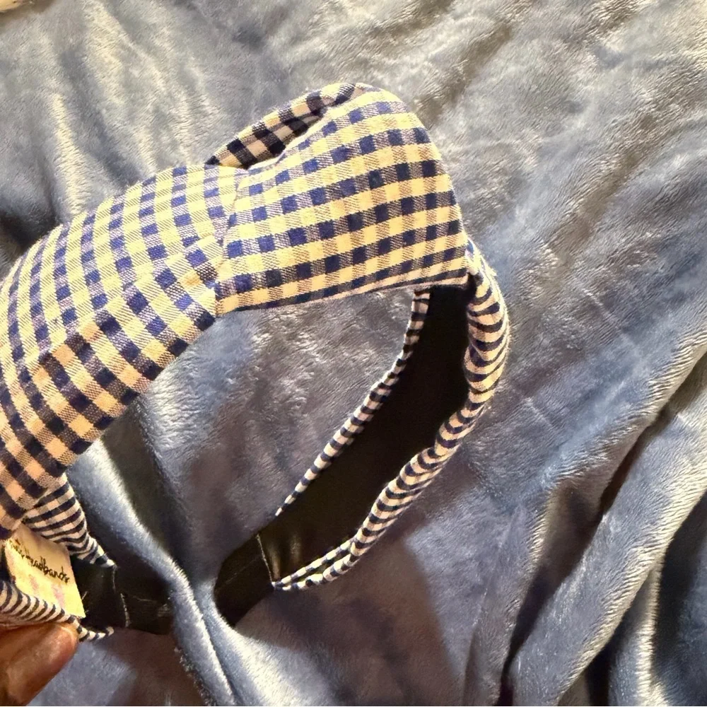 Set of 3 Padded Headbands Blue Gingham Black Velvet & Solid Blue Wide  Headbands
